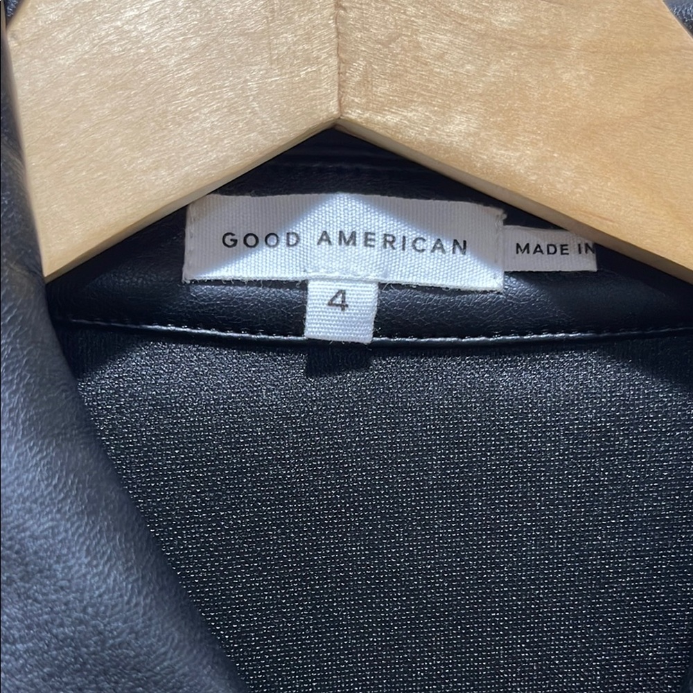 Good American Faux Black Leather Jumpsuit with Modern Edge - Picture 5 of 12